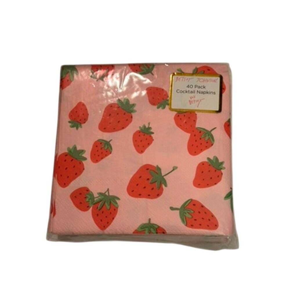 Betsey Johnson 40 Pack Pink & Red Strawberry Cocktail Napkins NEW